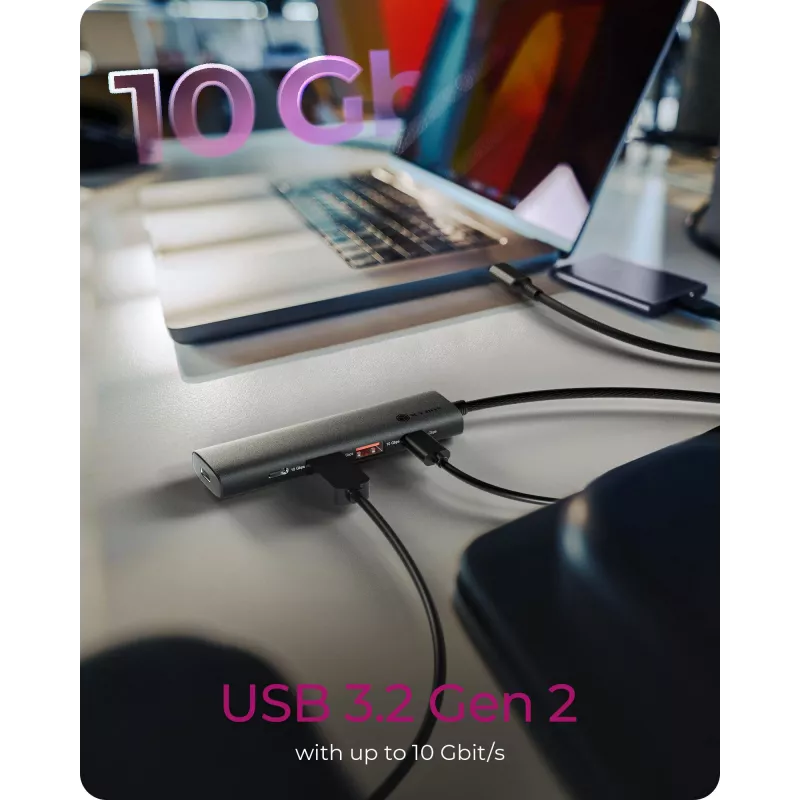 ICY BOX IB-HUB1437-CPD vadu USB 3.2 Gen 2 (3.1 Gen 2) Type-C melns