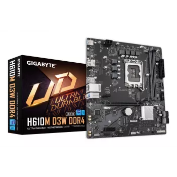 GIGABYTE H610M D3W DDR4 mātesplate - atbalsta 14. paaudzes Intel Core CPU, 5+1+1 fāžu VRM, līdz 3200MHz DDR4, 1xPCIe 3.0 M.2, 1GbE LAN, USB 3.2 Gen 1