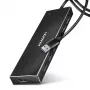 Axagon HUE-F7A 7x USB 3.2 Gen 1 ALU FLAT centrmezgls ar mikrobarošanas ieeju 1m USB-A USB 3.2 Gen 1 (3.1 Gen 1) Type-A 5000 Mbit/s Melns