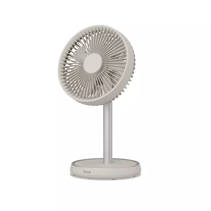 Stāvventilators Duux Rize Flex 21 cm, 4 ātrumi, svārstīšanās, 10 W, pelēcīgi bēšs