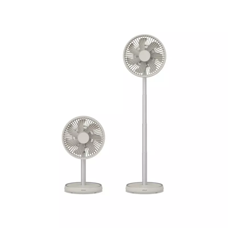 Stāvventilators Duux Rize Flex 21 cm, 4 ātrumi, svārstīšanās, 10 W, pelēcīgi bēšs
