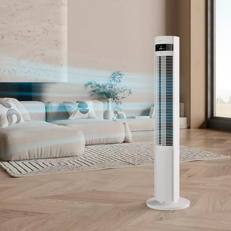 Torņa ventilators Duux Elevate DXTF02 — 29 cm diametrs, 12 ātrumi, svārstības, 4–40 W, balts