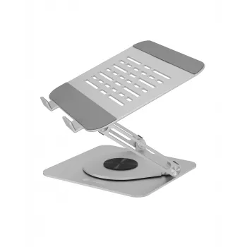 Klēpjdatora statīvs RAIDSONIC IB-NH300-R, alumīnija, sudraba krāsā, piemērots 17 collu (43,2 cm) ierīcēm, 360° rotācija, 280×230×550 mm