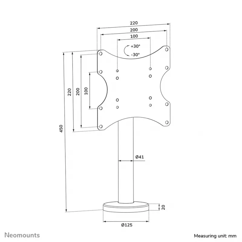 Neomounts bolt-down TV galda stiprinājums DS42-430BL12 max 50kg 23-43 collas