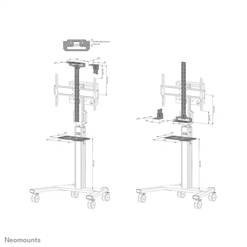 Montāžas komplekts Neomounts AV1-825BL melns tērauds 3 kg