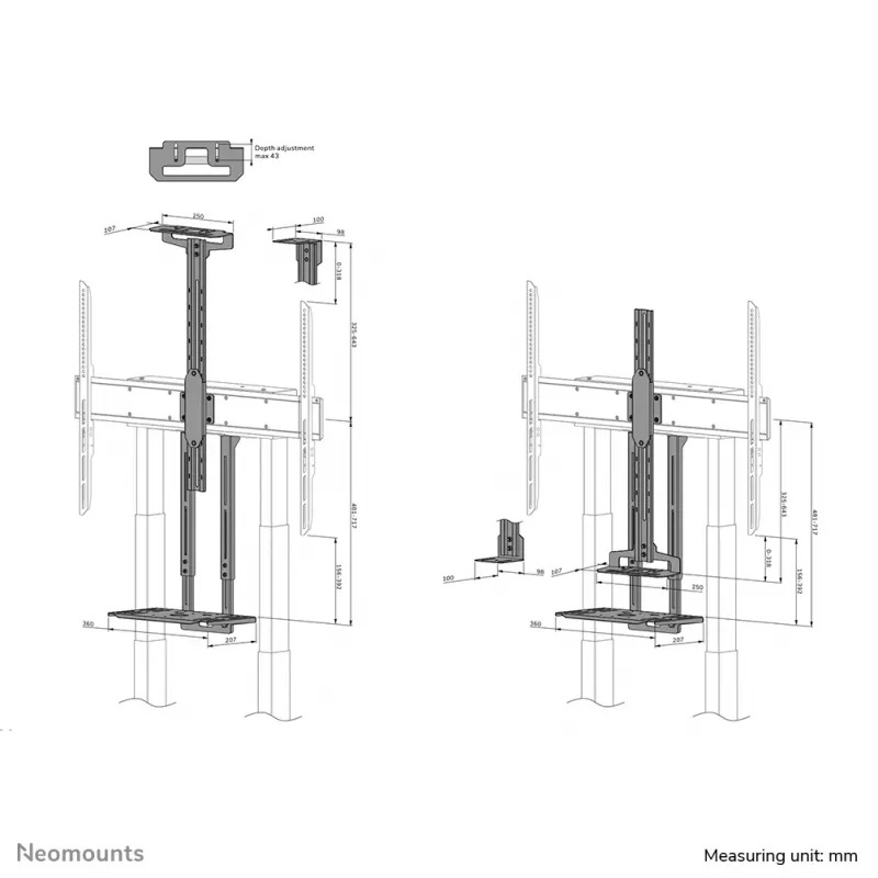 Neomounts AV1-875BL Videobar un multivides komplekts - universāls