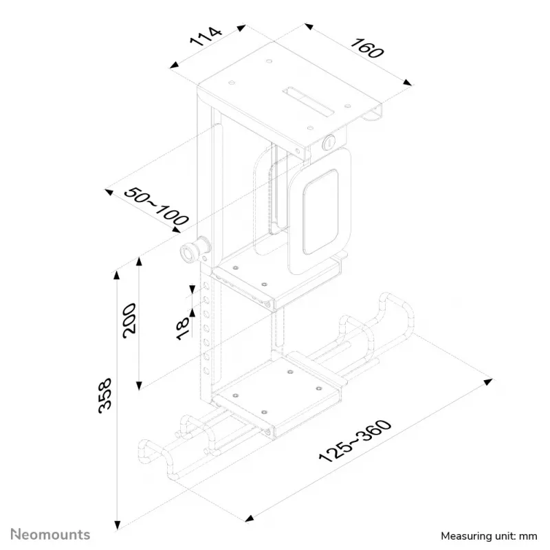 Neomounts CPU-D075BLACK/LK CPU turētājs - ar slēdzeni - maks. 10 kg - universāls