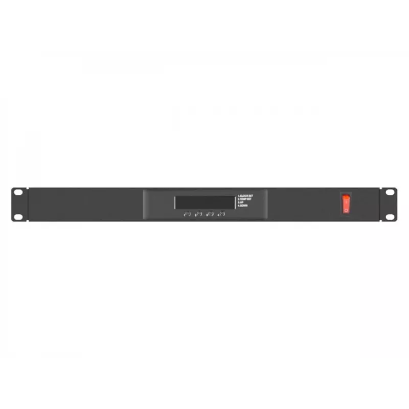Augšējais panelis LANBERG AK-1503-B — 1U, 4 ventilatori, iebūvēts ventilators, ieslēgšanas/izslēgšanas slēdzis, 230 V, 76 W, 483×322×44,5 mm