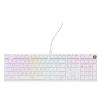 Mehāniskā tastatūra GENESIS THOR 404, pilna izmēra USB, QWERTY angļu valoda, RGB fona apgaismojums, balta