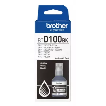 Tintes kasetne Brother BTD100BK oriģināla — melna, 108 ml, 7500 lapas, 56×123×55,5 mm