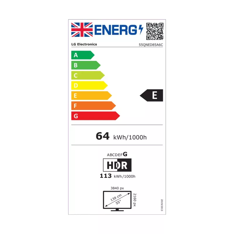 TV LG 55QNED85A3C 55 collu 4K QNED evo Smart TV, WebOS, Motion Pro, Wi‑Fi, Ethernet, DVB-T/T2, Melns
