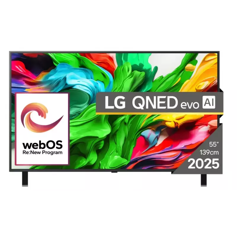 TV LG 55QNED85A3C 55 collu 4K QNED evo Smart TV, WebOS, Motion Pro, Wi‑Fi, Ethernet, DVB-T/T2, Melns