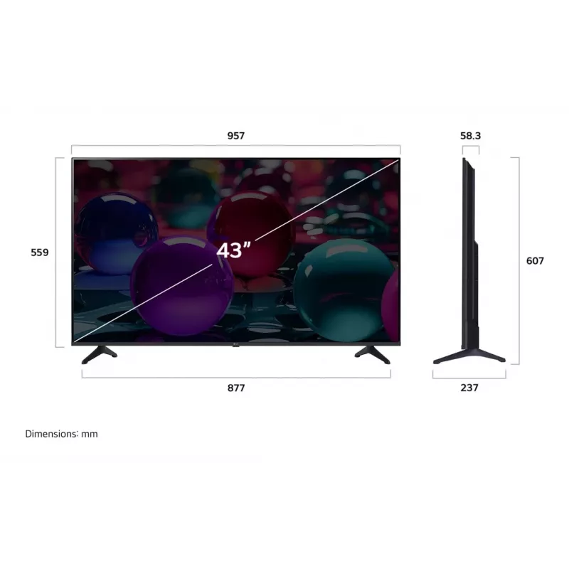 LG UHD AI 43UA73003LA TV 109.2 cm (43 collas) 4K Ultra HD Smart TV Wi-Fi melns
