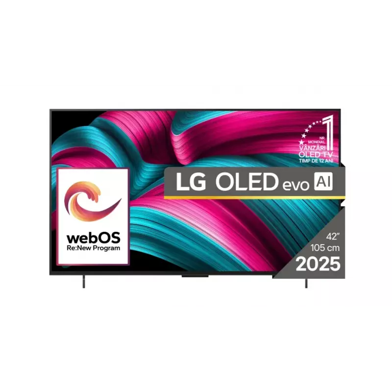LG OLED evo AI OLED42C51LA TV 106,7 cm (42 collu) 4K Ultra HD viedais televizors Wi-Fi melns