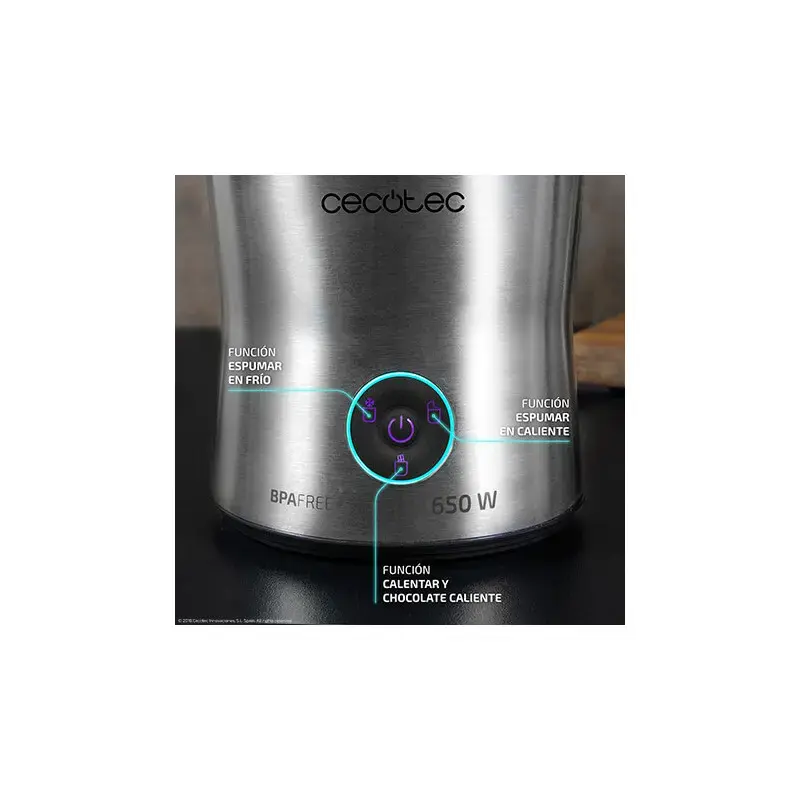 Piena putotājs/sildītājs CECOTEC 01518 — Automātisks, 650 W, nerūsējošā tērauda bļoda, sudraba krāsā