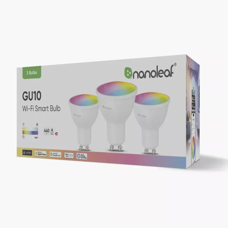 Viedā spuldze Nanoleaf N7502B02-3GU10 RGBCW Wi‑Fi 3 gab. iepakojums GU10