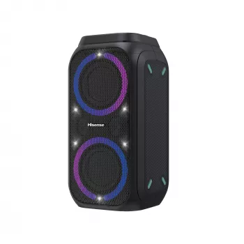 Pārnēsājams ballīšu skaļrunis HISENSE Party Rocker 160 — 160 W RMS, 2.0 kanāli, IPX4, melns, 6,3 kg