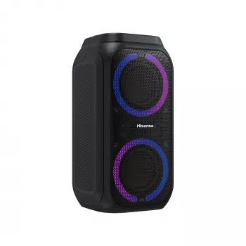 Pārnēsājams ballīšu skaļrunis HISENSE Party Rocker 160 — 160 W RMS, 2.0 kanāli, IPX4, melns, 6,3 kg