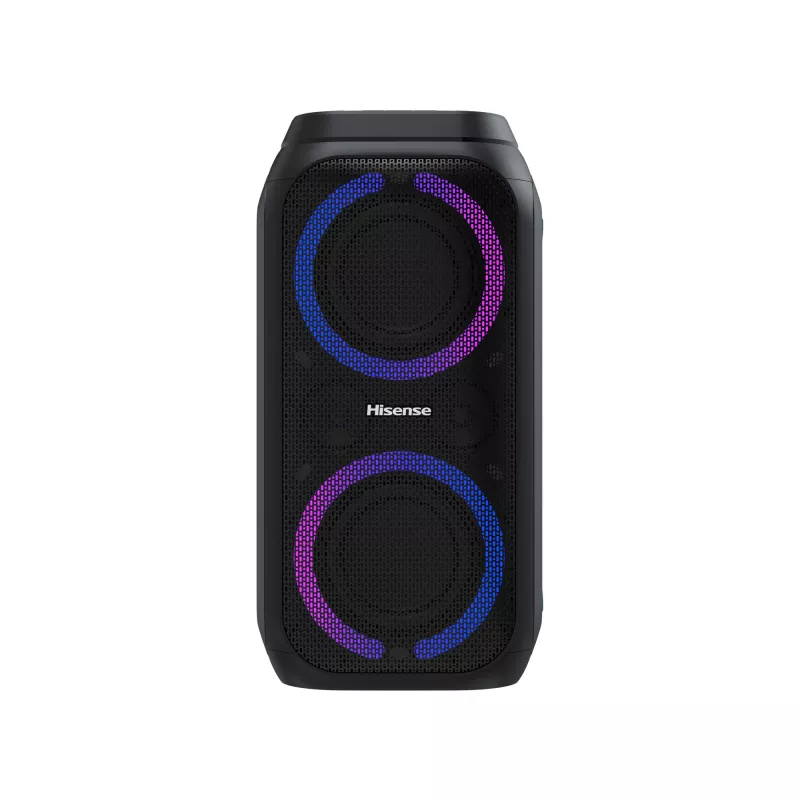 Pārnēsājams ballīšu skaļrunis HISENSE Party Rocker 160 — 160 W RMS, 2.0 kanāli, IPX4, melns, 6,3 kg