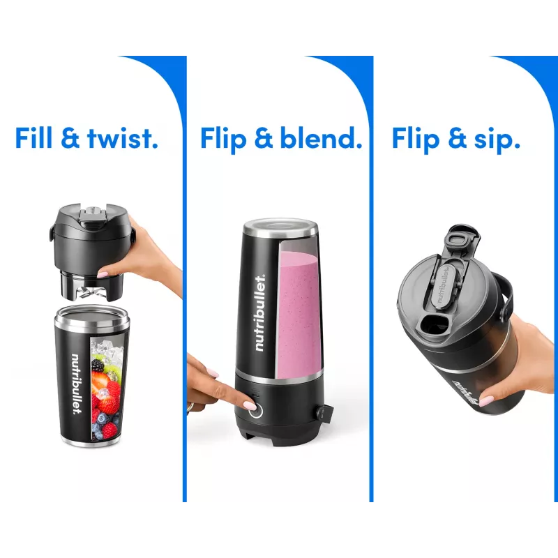 NutriBullet Flip 0,59 L portatīvais blenderis 11 W melns