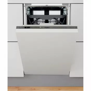 Iebūvējamā šaurā trauku mazgājamā mašīna WHIRLPOOL WSIO 3T223 PCE X — 10 trauku komplekti, 43 dB, 45 cm