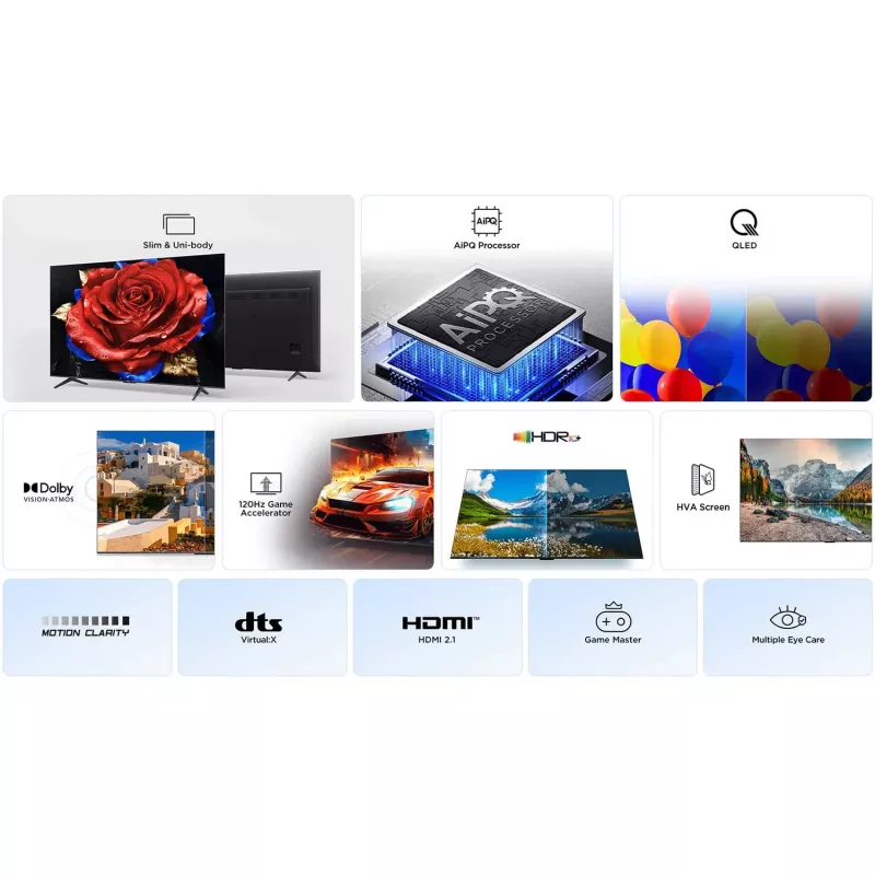 TCL T69C 43T69C televizors 109,2 cm (43 collas) 4K Ultra HD Smart TV Wi-Fi Melns 350 cd/m²