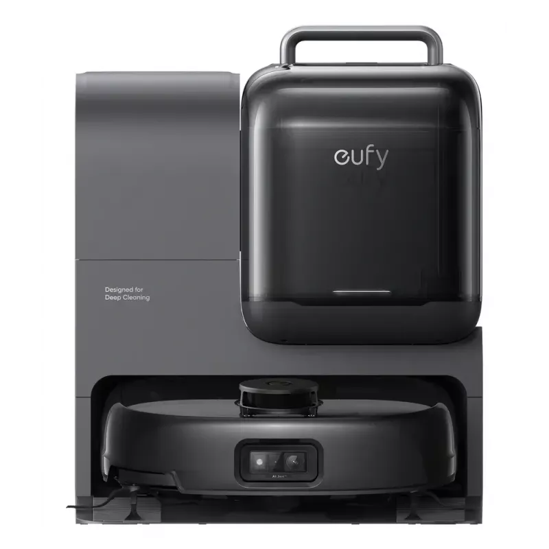 Robotputekļsūcējs un mazgājamā lupata Eufy Omni E28 — 3 L putekļu, 2,5 L ūdens, 5200 mAh akumulators, melns