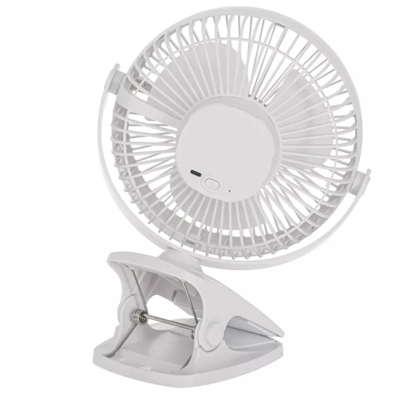 Uzlādējams piespraužams galda ventilators Adler AD 7342 — 15,5 cm, 3 ātrumi, oscilācija, 5 W