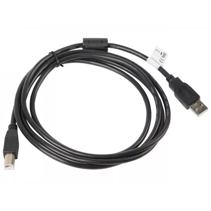 USB 2.0 kabelis LANBERG CA-USBA-11CC-0018-BK 1,8 m, USB A uz USB B, melns, 480 Mbps