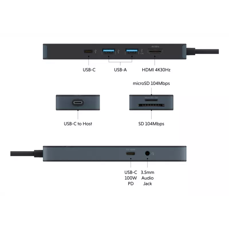 TARGUS Hyperdrive Flex 8 Port USB-c Hub (melns)