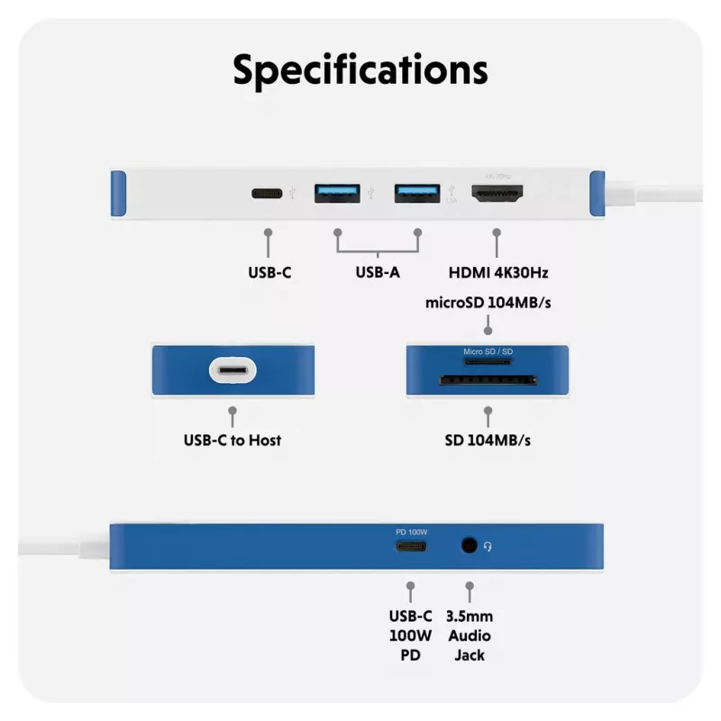 TARGUS Hyperdrive Flex 8 Port USB-C Hub (zils)