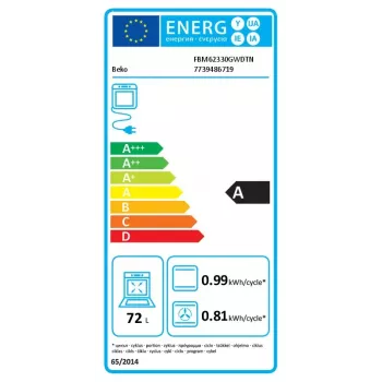 Brīvstāvoša plīts Beko FBM62330GWDTN Elektriskā Gāze Melna Balta 72L A
