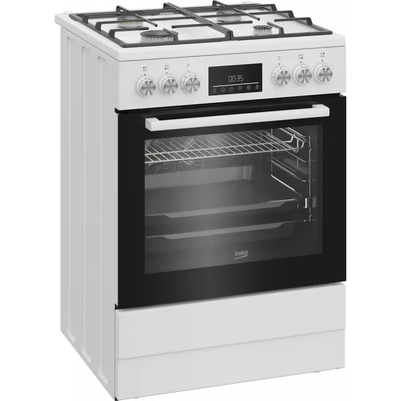 Brīvstāvoša plīts Beko FBM62330GWDTN Elektriskā Gāze Melna Balta 72L A