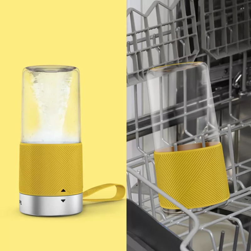 Pārnēsājams blenderis Tefal Lightmix BL1C0230 — 0,3 L, uzlādējams Li‑Ion 1200 mAh, nerūsējošais tērauds/dzeltens