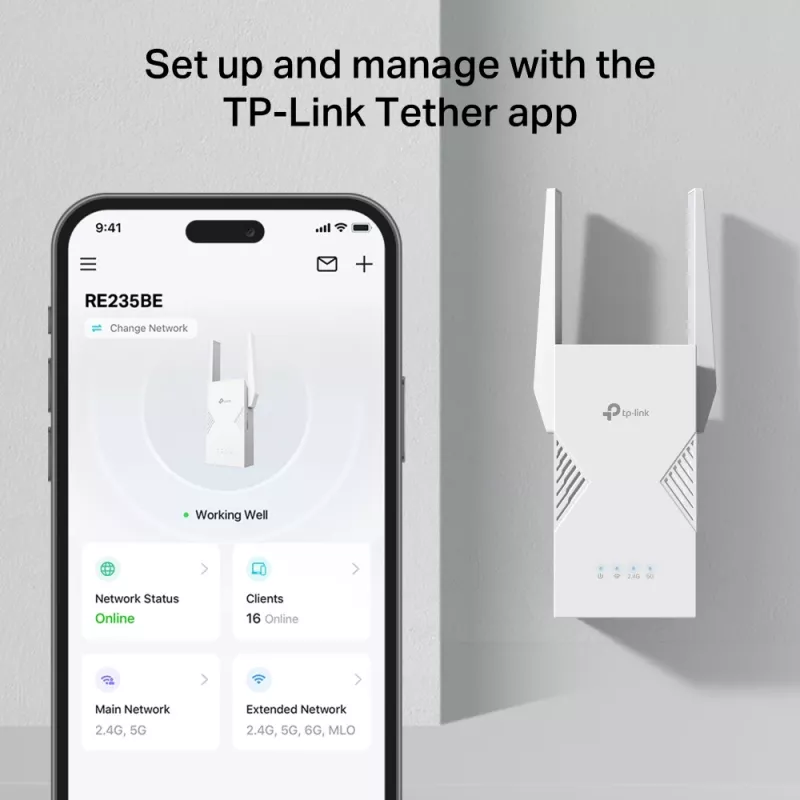 Tīkla raidītājs un uztvērējs TP‑LINK BE3600 2882 Mbit/s, divu joslu 2.4/5 GHz, 1× RJ‑45, balts