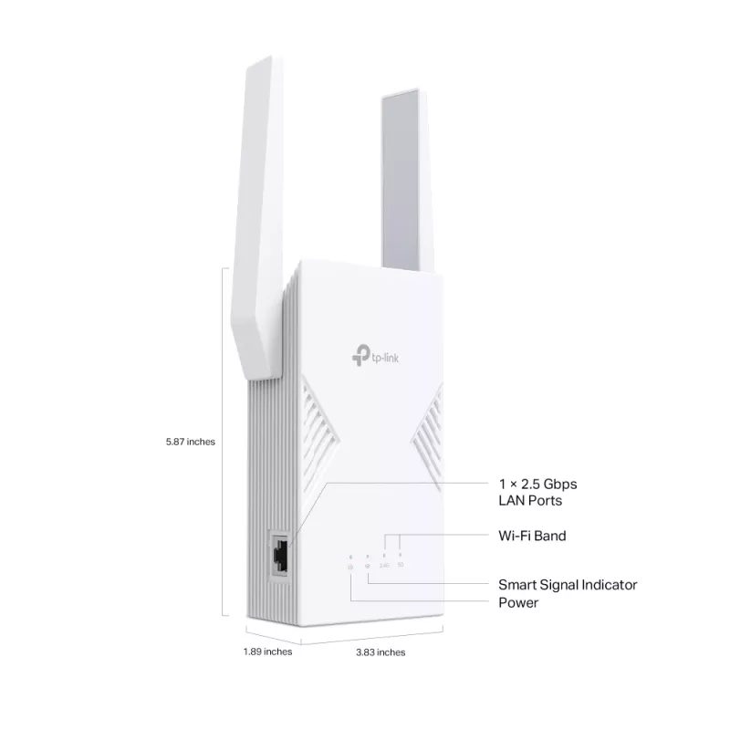 Tīkla raidītājs un uztvērējs TP‑LINK BE3600 2882 Mbit/s, divu joslu 2.4/5 GHz, 1× RJ‑45, balts