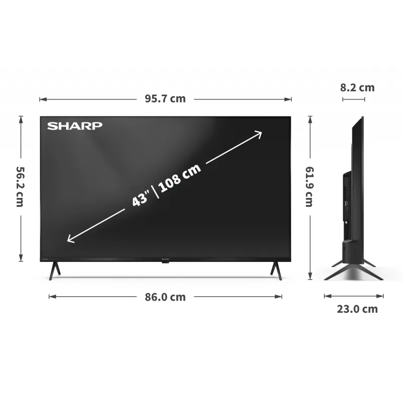 Sharp 43HP5265E TV 109.2 cm (43 collas) 4K Ultra HD Smart TV Wi-Fi Melns