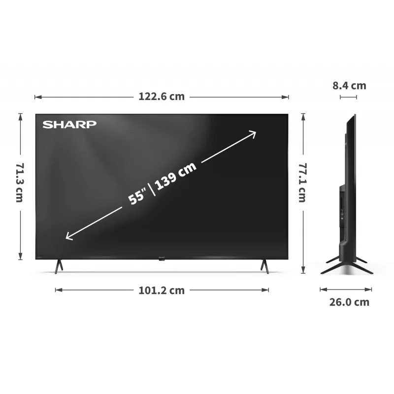 Sharp 55HP5265E TV 139.7 cm (55 collas) 4K Ultra HD Smart TV Wi-Fi Melns