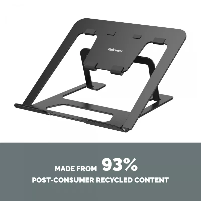 Fellowes Alumia Laptop Riser Portable Laptop Stand Max Size 15 inch Max Weight 5kg Melns