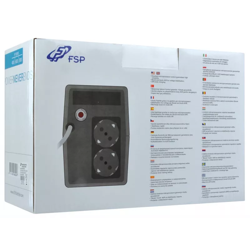 FSP FP 800 nepārtrauktās barošanas avots (UPS) 0,8 kVA 480 W 2 maiņstrāvas kontaktligzda(s)
