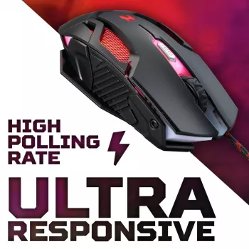 Spēļu pele Acer Nitro NMW200 — abpusēja, optiska 7200 DPI, 7 pogas, USB Type-A, melna