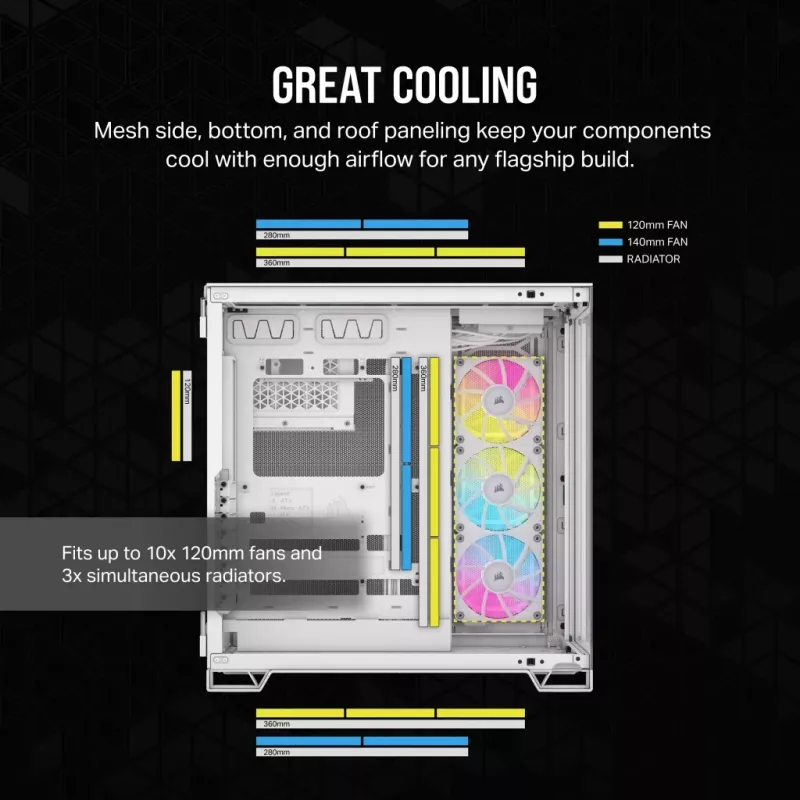 CORSAIR Pc Case - Icue Link 6500x RGB Mid-tower Dual Chamber balta