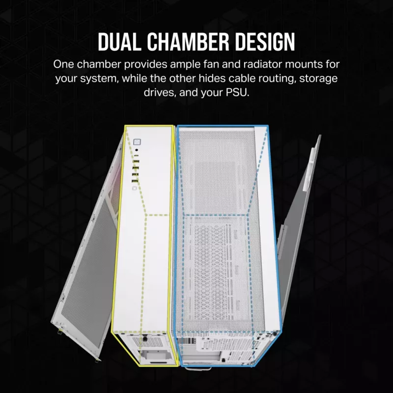 CORSAIR Pc Case - Icue Link 6500x RGB Mid-tower Dual Chamber balta