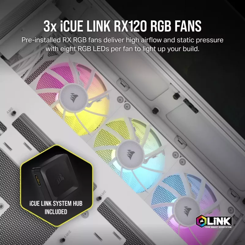 CORSAIR Pc Case - Icue Link 6500x RGB Mid-tower Dual Chamber balta