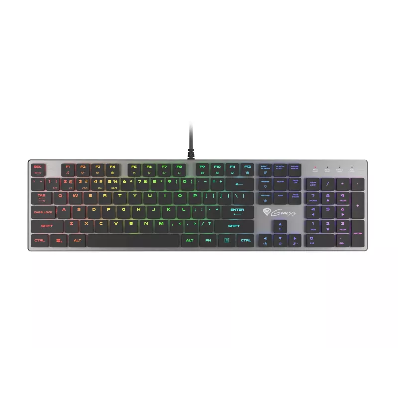 GENESIS Thor 420 RGB tastatūra Gaming USB QWERTY US International Sudraba