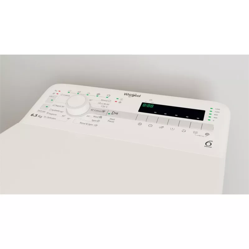 Whirlpool TDLR 65230SS EU/N veļas mazgājamā mašīna ar augšējo ielādi 6,5 kg 1151 apgr./min Balta