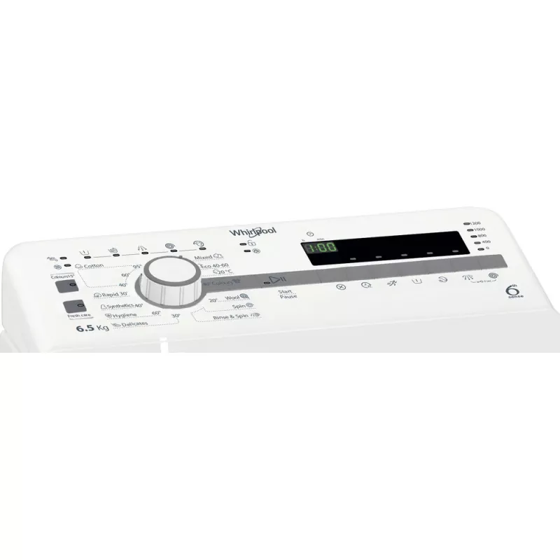 Whirlpool TDLR 65230SS EU/N veļas mazgājamā mašīna ar augšējo ielādi 6,5 kg 1151 apgr./min Balta