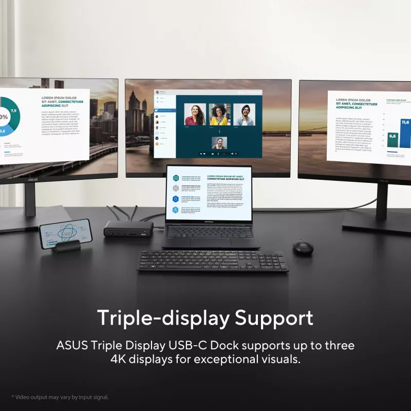 ASUS Triple Display USB-C Dock DC300 Docking USB 3.2 Gen 2 (3.1 Gen 2) Type-C Melns
