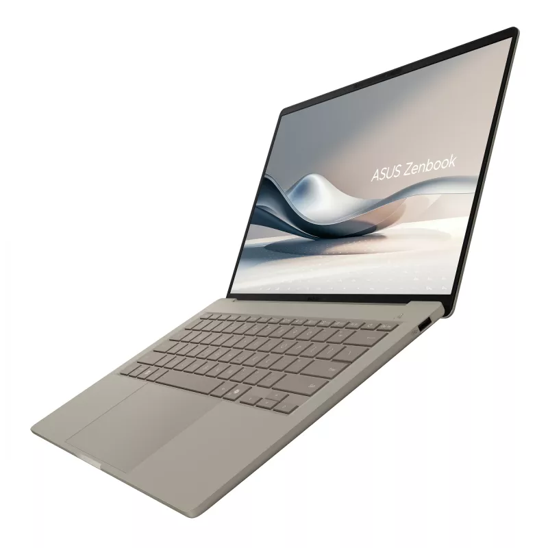 ASUS Zenbook A14 UX3407QA-QD202W Copilot+ PC Snapdragon X1-26-100 klēpjdators 35,6 cm (14 collu) WUXGA 16 GB LPDDR5x-SDRAM 512 GB SSD Wi-Fi 6E (802.11ax) Windows 11 Home Bēšs