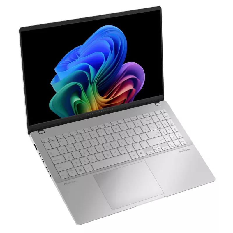 Portatīvais dators ASUS Vivobook S 15 S5507QA — Qualcomm Snapdragon X1E-78-100, 15,6 collu 3K, 32 GB RAM, 1 TB SSD, Windows 11 Home, Sudraba